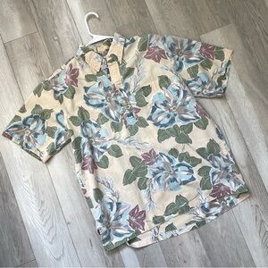 Reyn Spooner Shirt hawaiian floral mens Yellow (large) tropical vintage retro